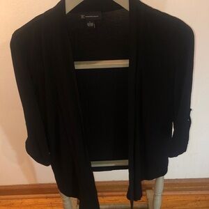 INC International Concepts Black Open-front Lightweight Cardigan